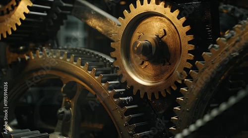 Wallpaper Mural Massive Steel Gears Rotating in Heavy Industrial Machinery Video. Torontodigital.ca