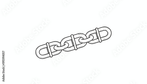 Black and White Chain Links Connected Together, Isolated on White Background