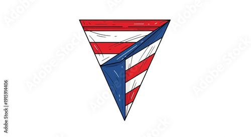 Abstract Geometric Triangle with Red, White, and Blue Stripes - Patriotic Design