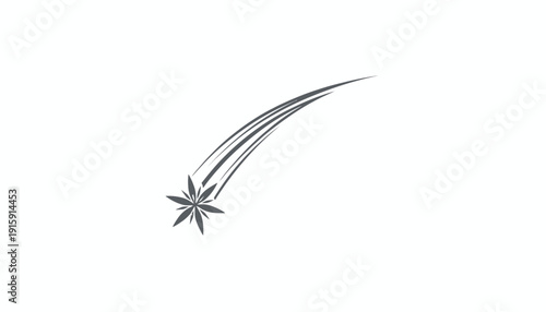Abstract Shooting Star Icon with Streaks on White Background