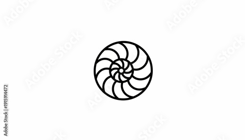 Abstract Nautilus Shell Spiral Pattern, Fibonacci Sequence, Golden Ratio, Geometric Design