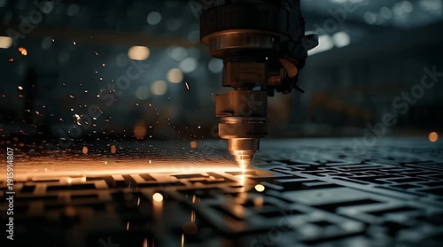 Wallpaper Mural Industrial Laser Machine Cutting Steel Sheet with Sparks Video. Torontodigital.ca