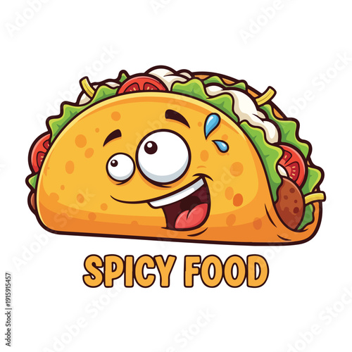 Spicy Food Taco Mascot Cartoon
