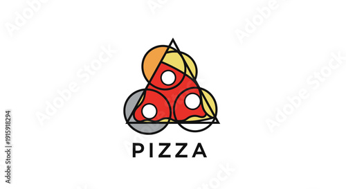 Abstract Pizza Logo Geometric Design - Triangle, Circles, Slice