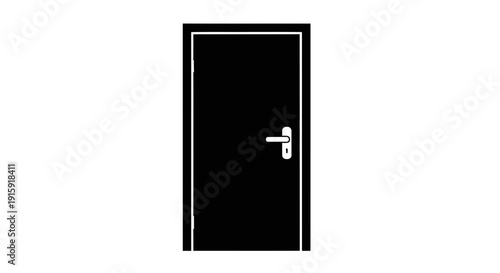 Black Door with White Outline and Handle - Minimalist Entrance Concept