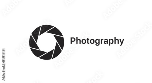 Camera Aperture Icon and Photography Text