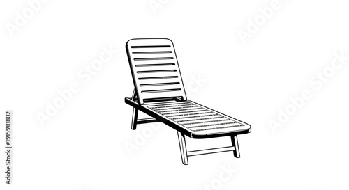 Vintage Deck Chair Silhouette: Retro Outdoor Relaxation Furniture