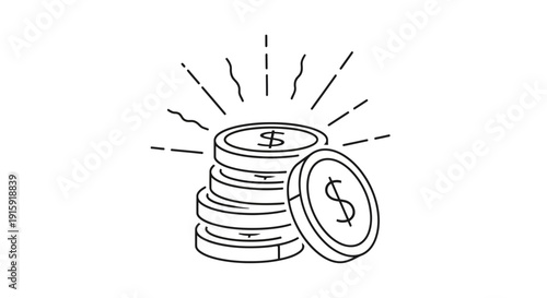 Stack of Coins with Dollar Sign, Financial Growth and Wealth Concept