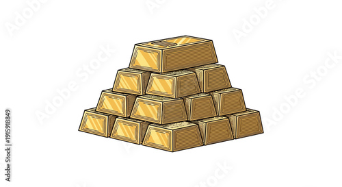 Stack of Gold Bars Pyramid, Treasure, Wealth, Financial Success, Investment, Luxury, Fortune