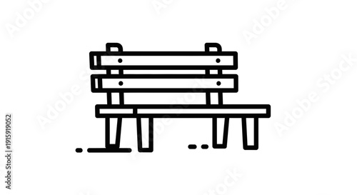 Simple Line Art Icon of a Park Bench