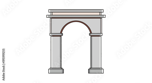 Classical Archway Entrance, Monumental Stone Structure with Arched Opening