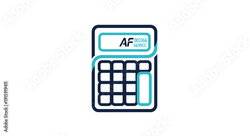 Digital Calculator Icon with AF and Numbers on Screen, Business and Finance Concept