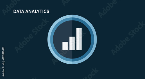 Data Analytics Icon with Bar Chart and Text