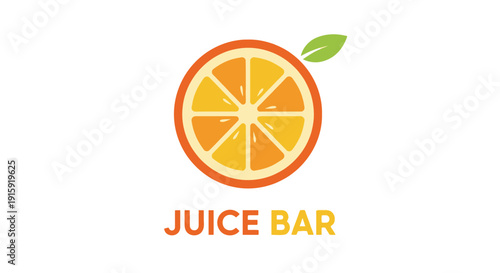 Fresh Orange Juice Bar Logo with Slice and Leaf Icon