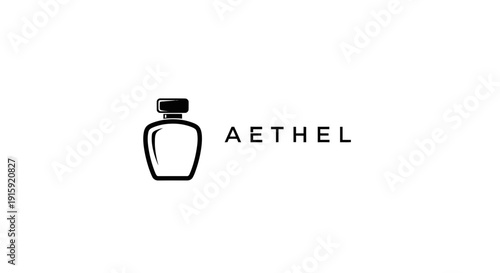 Minimalist perfume bottle icon with text AETHEL