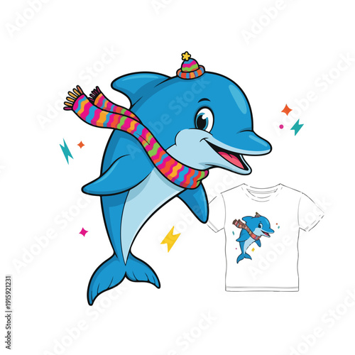 Dolphin with Scarf and Party Hat