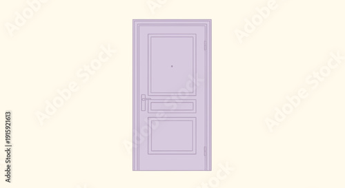 Pastel Purple Door with Ornate Details on Cream Background