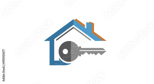 Real Estate House Key Logo Icon