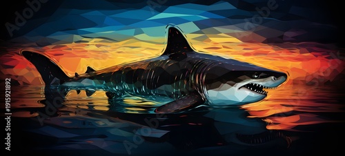 silhouette of Basking shark ,generative AI