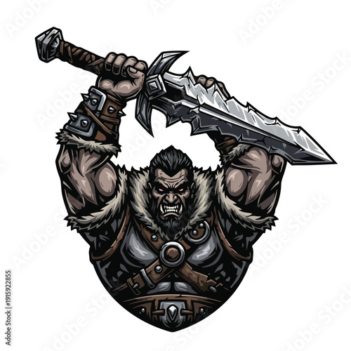 Fierce Orc Warrior with Spiked Sword