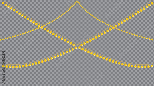 Illustration of yellow dotted lines on a transparent background for design elements