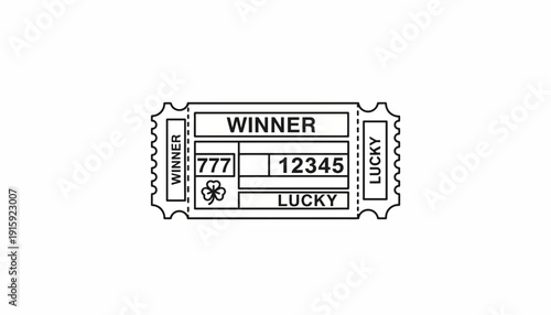 Lucky Winner Lottery Ticket with Clover and Numbers