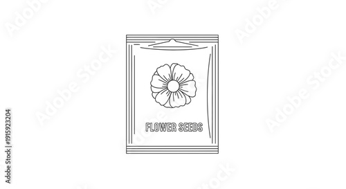 Flower Seeds Packet Icon - Simple Line Art Illustration
