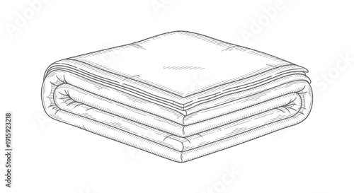 Folded Blanket or Duvet - Clean Linen, Cozy Comfort, Home Textile, Isolated on White