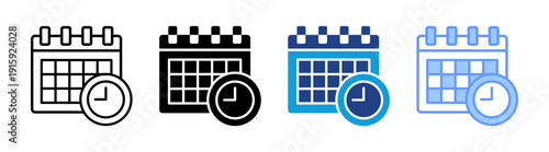Calendar icon set multiple style collection