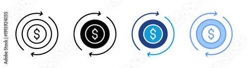 Cash Flow icon set multiple style collection