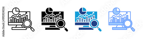 Analytics icon set multiple style collection