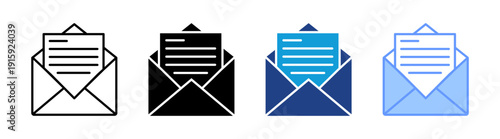 Newsletter icon set multiple style collection
