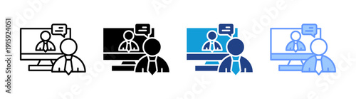 Video Call icon set multiple style collection