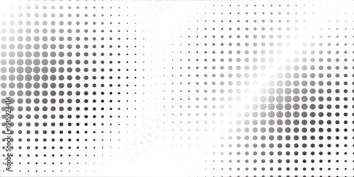 Halftone gradient. Dotted gradient, smooth dots spraying and halftones dot background seamless horizontal geometric pattern vector template set modern circle background modern