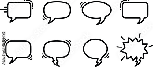 Set of vector speech bubbles silhouette design elements bundle for comics chat dialogue