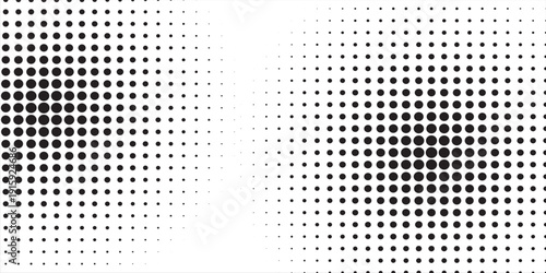 Halftone gradient. Dotted gradient, smooth dots spraying and halftones dot background seamless horizontal geometric pattern vector template set modern circle background modern