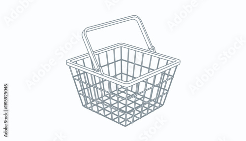 Empty Shopping Basket Wireframe Icon, Retail Store Purchase Container