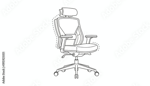 Ergonomic Office Chair with Adjustable Headrest and Lumbar Support, Sketch Style