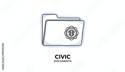 Civic Documents Folder with Seal Icon - Government, Legal, Official Paperwork