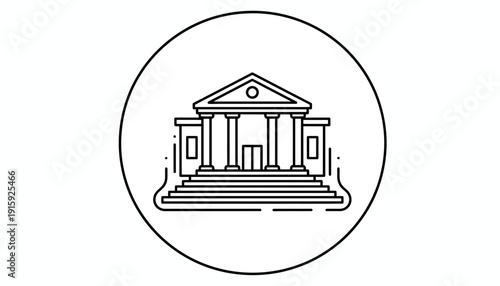 Classic Building Facade with Columns and Steps Icon