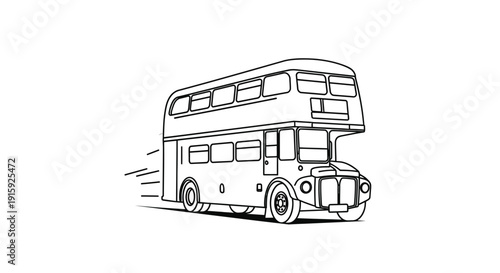 Classic Double Decker Bus Line Art Illustration