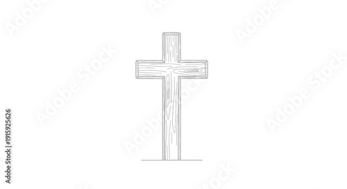Christian Cross Outline Drawing - Religious Symbol of Faith and Hope
