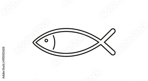 Christian Fish Symbol Icthys Outline Icon, Religious Symbol, Christianity Concept