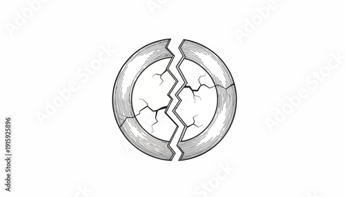 Broken Circle Diagram, Cracked Pie Chart, Business Failure, Strategy Collapse