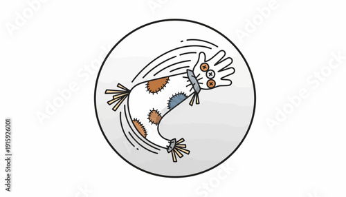 Cartoon scarecrow hand waving goodbye, isolated on white background, vector illustration