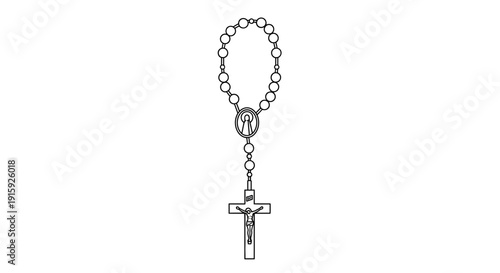 Catholic Rosary Beads with Cross and Crucifix, Religious Symbol of Faith and Prayer