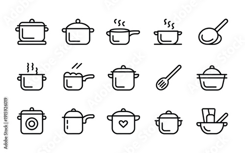 Cookware icons set for cooking and kitchen design