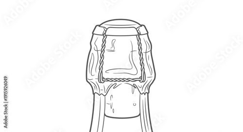 Champagne Bottle Cork Wire Cage Outline Drawing
