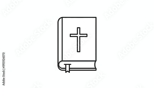 Christian Bible Icon with Cross Symbol, Religious Book Symbol, Holy Scripture, Faith and Spirituality