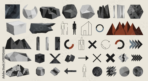 Abstract Geometric Shapes and Objects Collection, Minimalist Design Elements